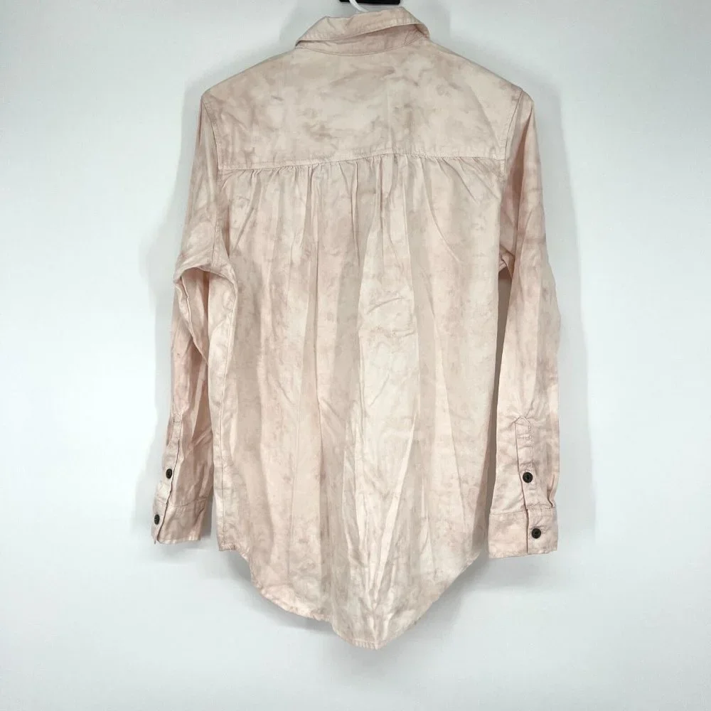 Universal Thread Shirt Pink Tie Dye Popover Button Down Long Sleeve - Picture 8 of 11
